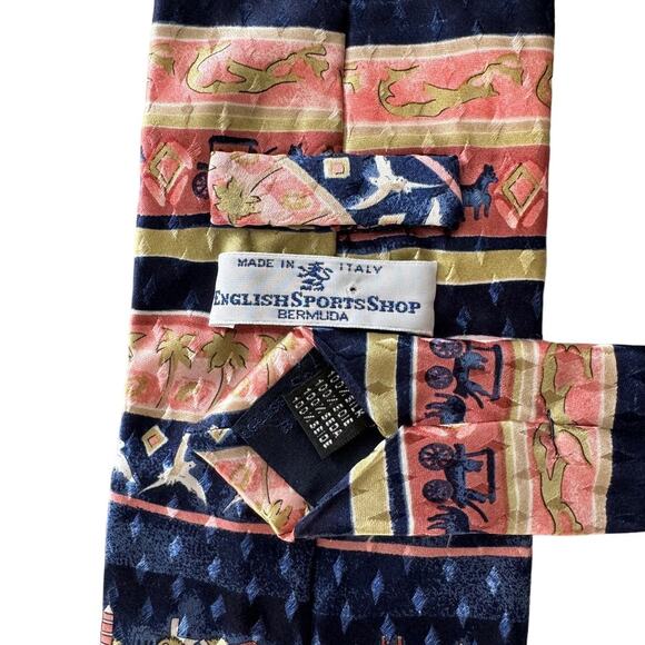 English Sports Shop Bermuda 100% silk island tropical luxury tie 3.75” w - Picture 3 of 4